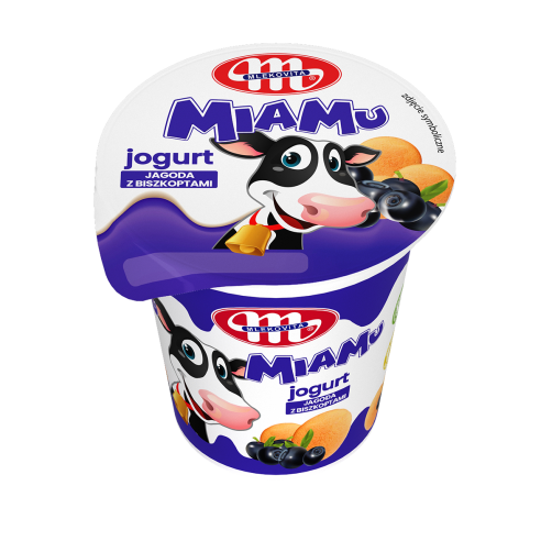 Jogurt MiaMu jagoda z biszkoptami
