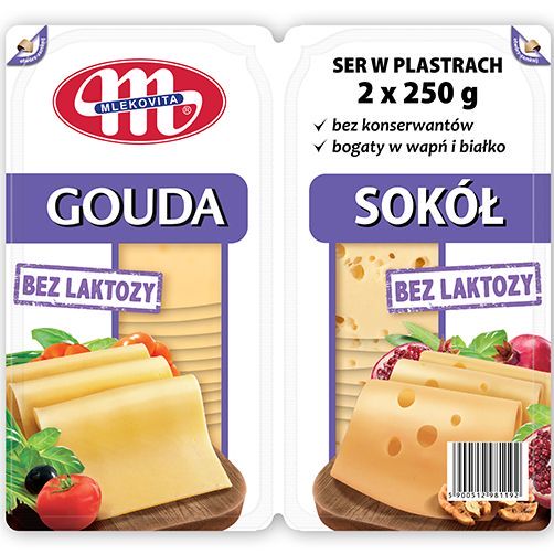 Ser Gouda i Sokół bez laktozy plastry - duopack 2 x 250 g