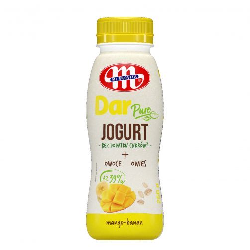 BEZ DODATKU CUKRÓW - jogurt pitny DAR PURE mango - banan